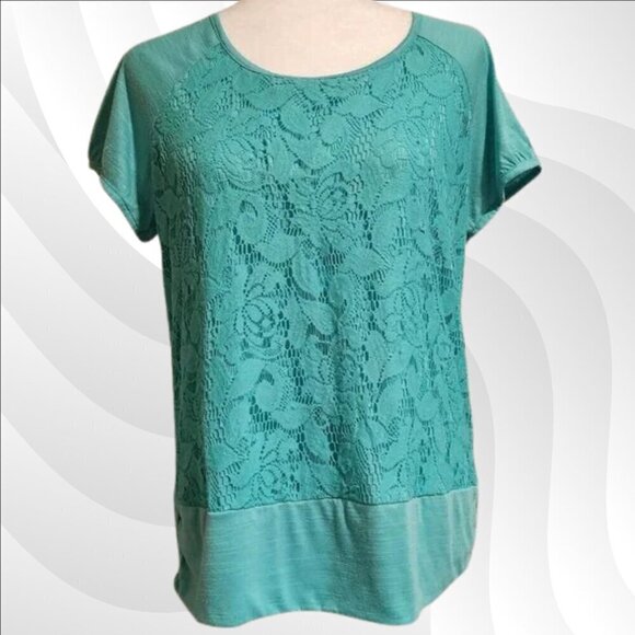2/$20 I.N. Studio Green Short Sleeve Blouse Size XL | Casual & Stylish Top - Picture 1 of 5